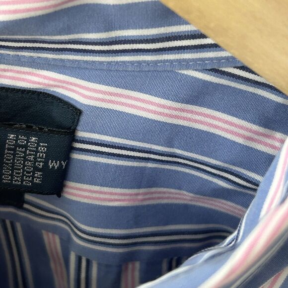 Mens Ralph Lauren Button Down Shirt Size Large Classic Fit Stripe Blue Pink - Picture 5 of 6